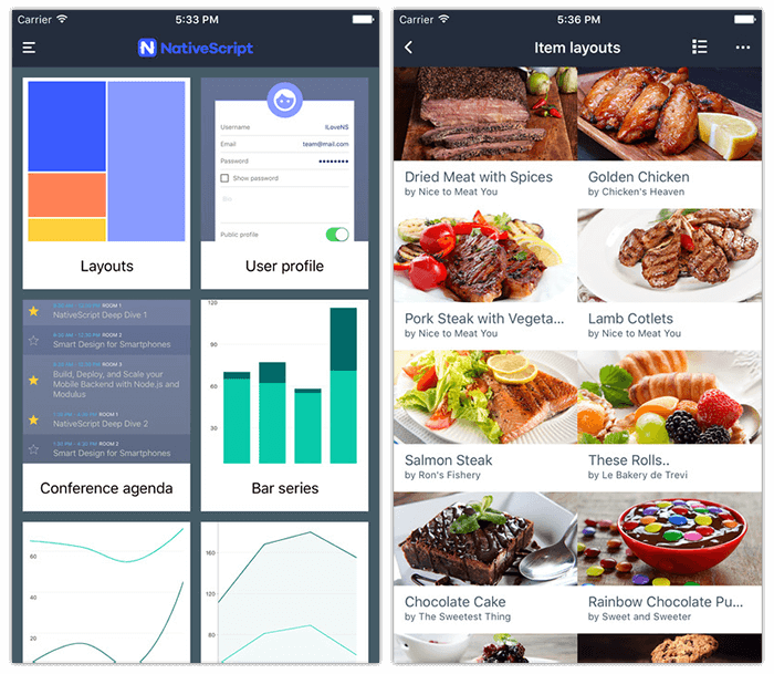 updated nativescript demo app for ios and android updated nativescript demo app for ios and android