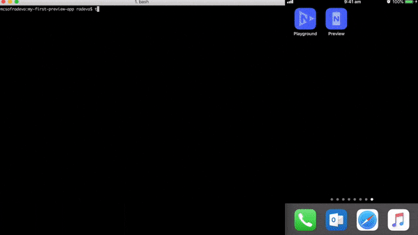 nativescript tns preview