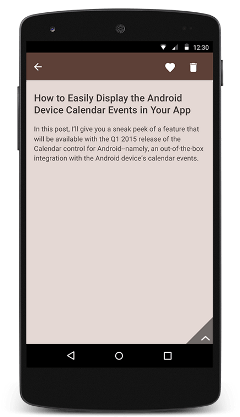 master-detail-phone-2 A typical representation of the master-detail scenario. The user is presented with a list of items. Upon selection, the user is navigated to another page where details for the selected item are presented.