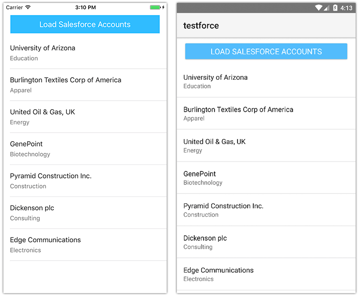 nativescript app with salesforce data nativescript app with salesforce data