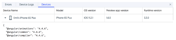 nativescript playground devices nativescript playground devices