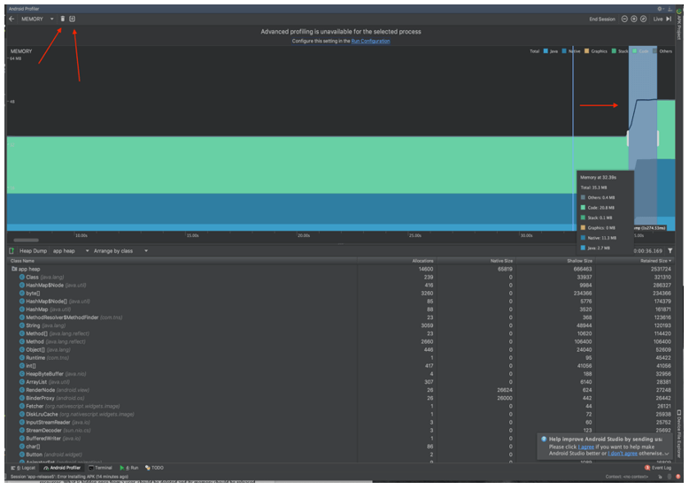 android studio profiling results android studio profiling results