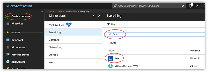 search for azure face api search for azure face api
