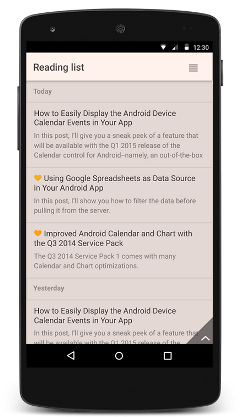 master-detail-phone-1 A typical representation of the master-detail scenario. The user is presented with a list of items. Upon selection, the user is navigated to another page where details for the selected item are presented.